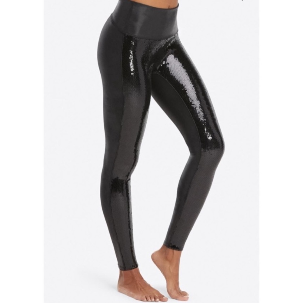 SPANX faux leather sequin leggings
